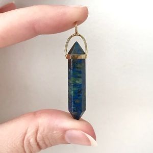 Azurite malachite point pendant + gold plated 925